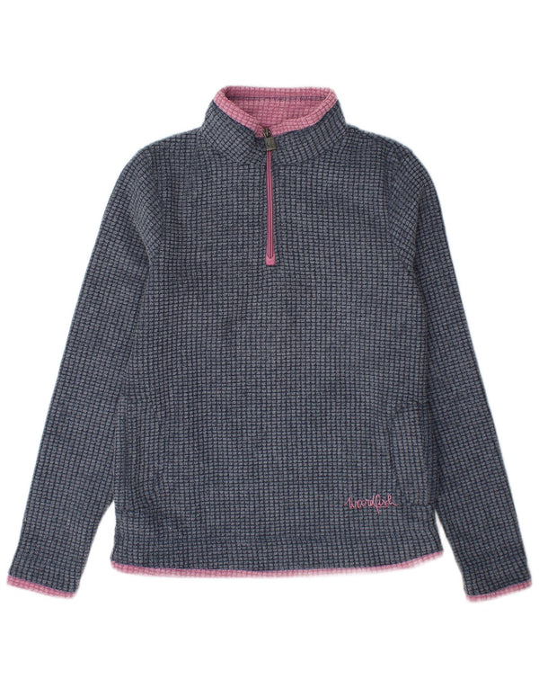 Weird Fish Womens Zip Neck Fleece Jumper UK 8 Small Blue Polyester
