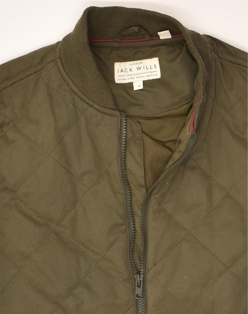 JACK WILLS Mens Quilted Bomber Jacket UK 38 Medium Khaki | Vintage Jack Wills | Thrift | Second-Hand Jack Wills | Used Clothing | Messina Hembry 