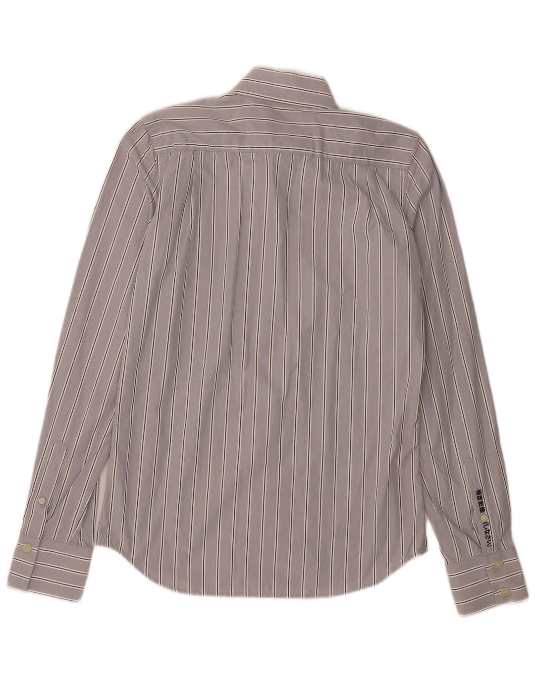 Superdry Mens Shirt Medium Grey Striped Cotton