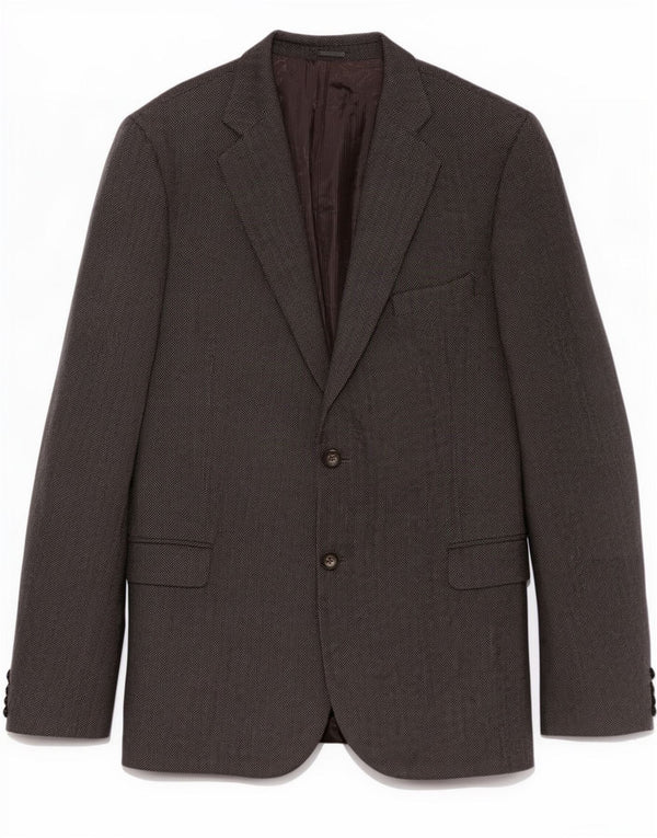 Viapiana Mens 2 Button Blazer Jacket IT 60 5XL Grey Herringbone New Wool