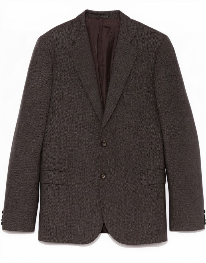Viapiana Mens 2 Button Blazer Jacket IT 60 5XL Grey Herringbone New Wool