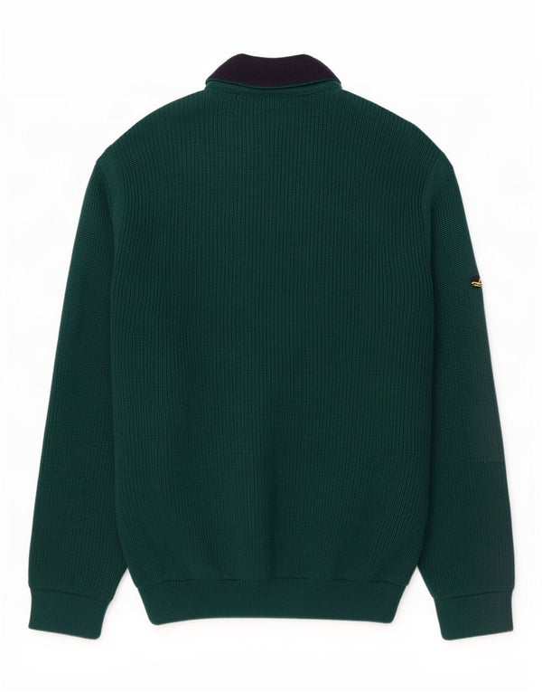 Navigare Mens Cardigan Sweater Large Green Colourblock Acrylic