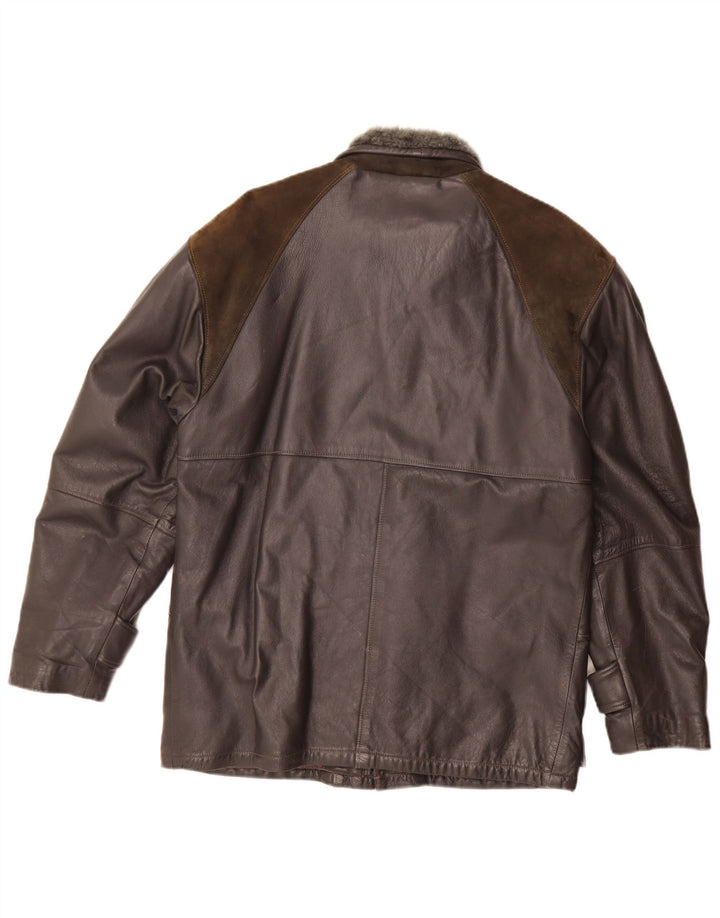 Vintage Mens Leather Jacket IT 46 Small Black Colourblock