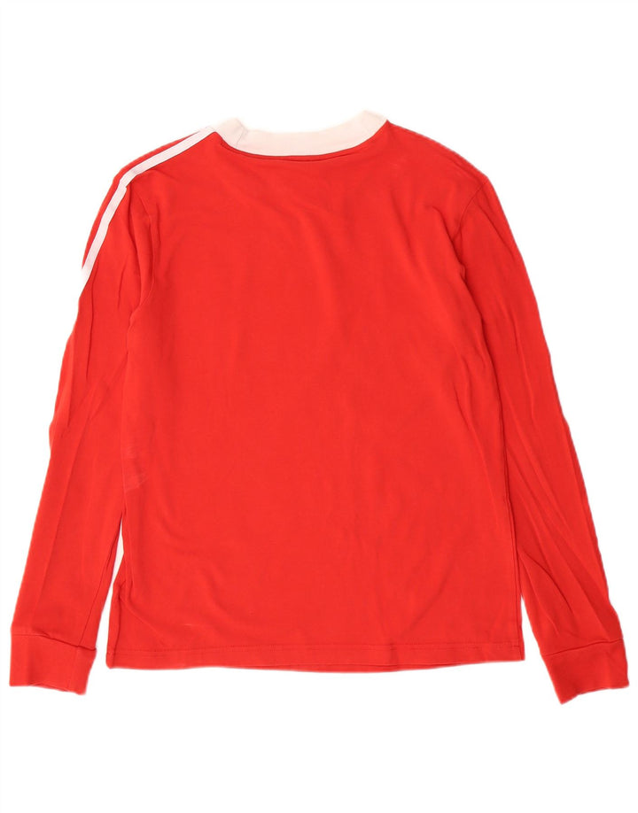 Adidas Womens Top Long Sleeve UK 10 Small Red Striped Cotton