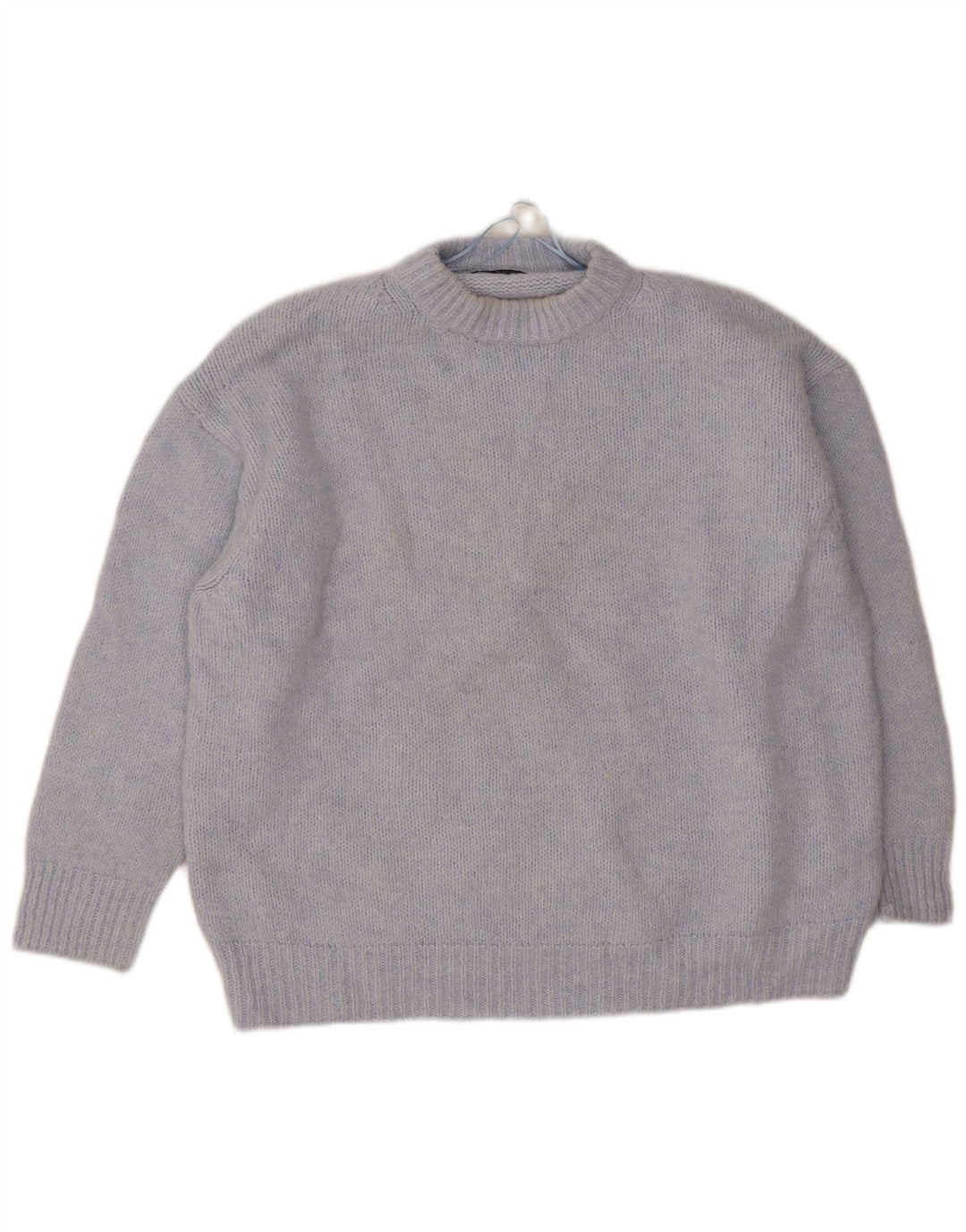 Zara Womens Oversized Crew Neck Jumper Sweater UK 18 XL Blue Polyester