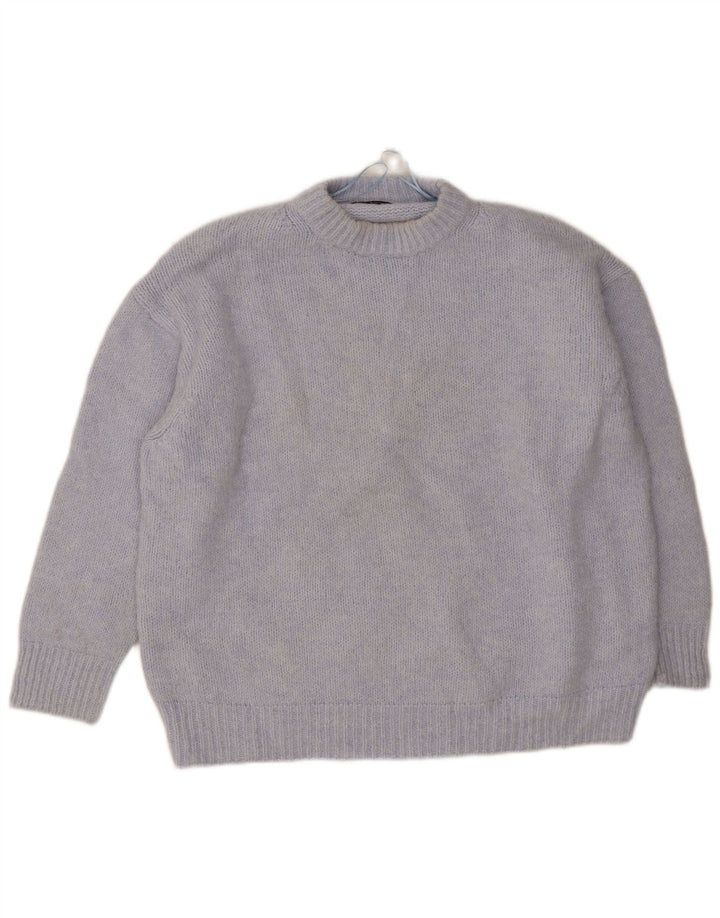 Zara Womens Oversized Crew Neck Jumper Sweater UK 18 XL Blue Polyester