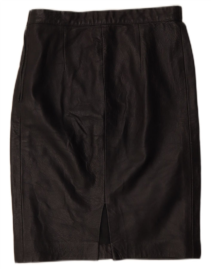 Vintage Womens Leather Skirt IT 42 Medium W26 Black