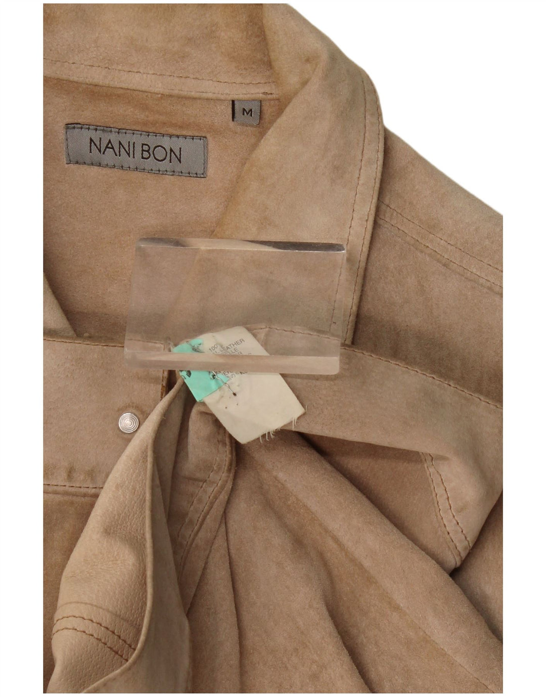 NANI BON Mens Bomber Suede Jacket UK 38 Medium Beige Leather