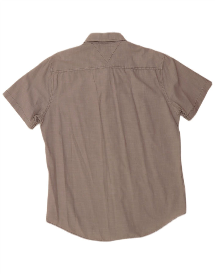 TOMMY HILFIGER Mens Custom Fit Short Sleeve Shirt Large Grey