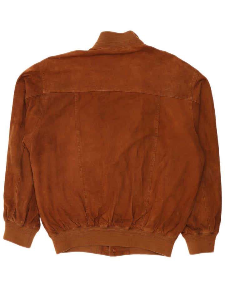 MASTERPELLE Mens Suede Bomber Jacket IT 52 XL Brown Leather