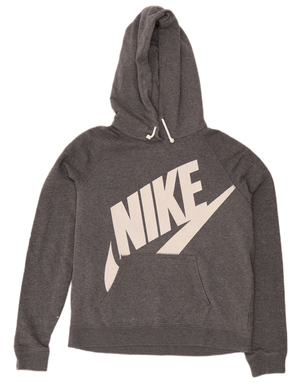 Nike Mens Graphic Hoodie Jumper Large Grey Cotton