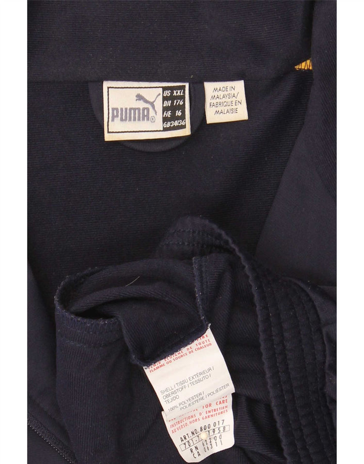 Puma Boys Tracksuit Top Jacket 15-16 Years Navy Blue Colourblock Polyester