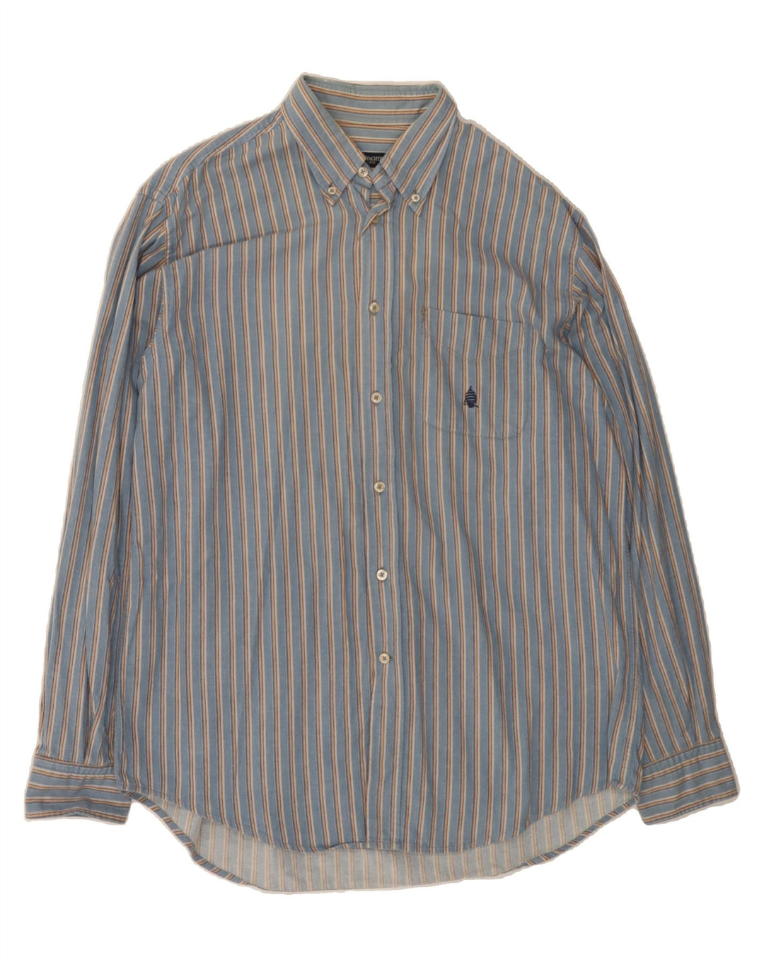 MARINA YACHTING Mens Shirt Size 43 Large Blue Striped Cotton Vintage Marina Yachting and Second-Hand Marina Yachting from Messina Hembry 