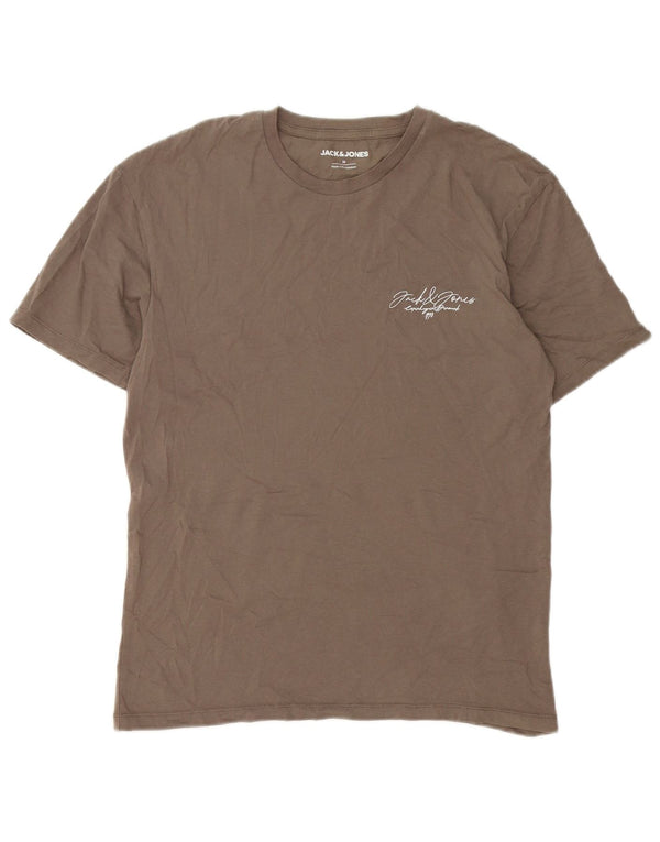 Jack & Jones Mens T-Shirt Top Medium Brown Cotton