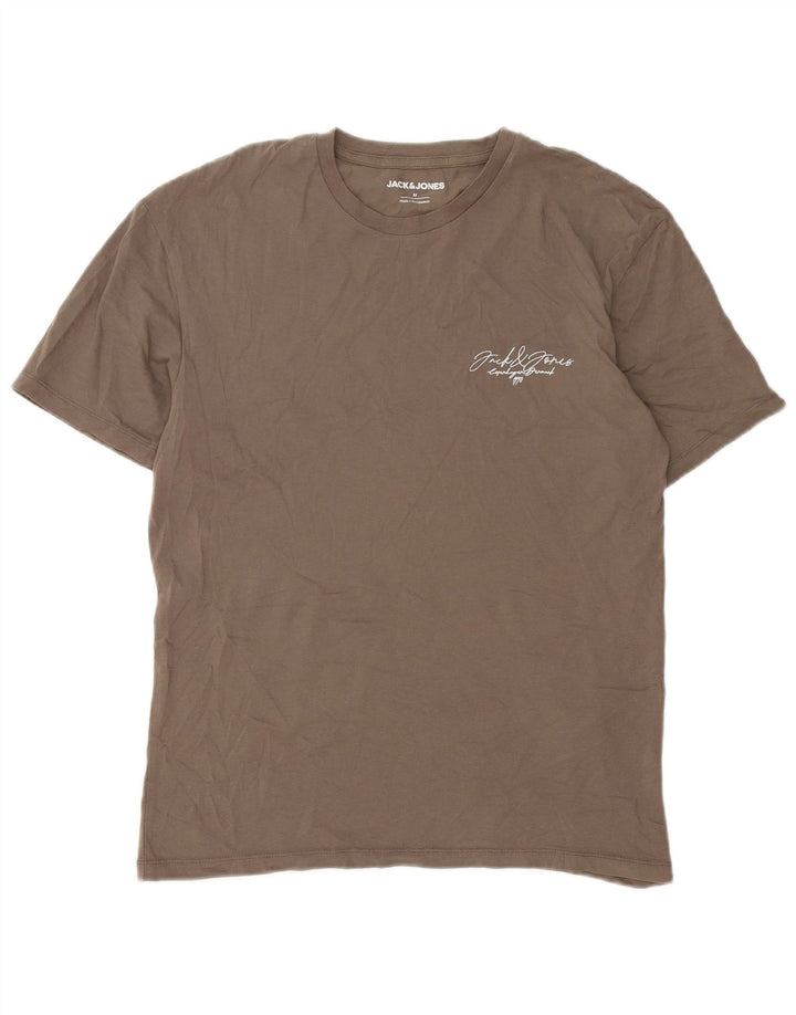 Jack & Jones Mens T-Shirt Top Medium Brown Cotton