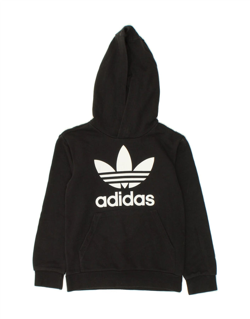 ADIDAS Boys Graphic Hoodie Jumper 7-8 Years Black Cotton | Vintage Adidas | Thrift | Second-Hand Adidas | Used Clothing | Messina Hembry 