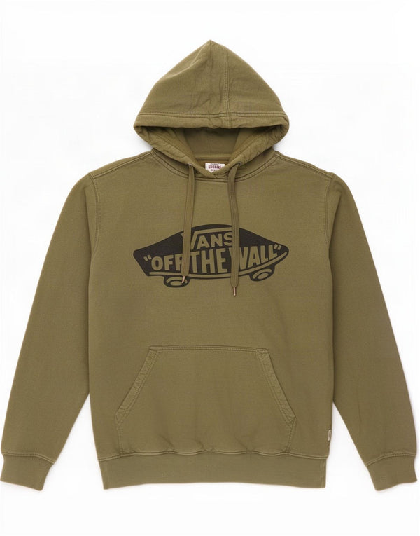 Vans Mens Graphic Hoodie Jumper Small Khaki Cotton