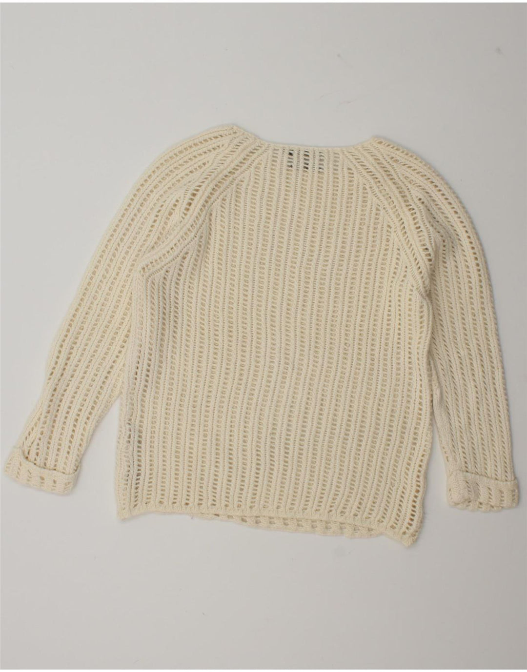 Massimo Dutti Womens Boat Neck Jumper Sweater UK 16 Large Beige Wool