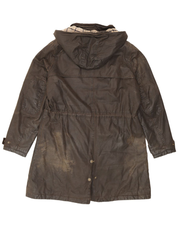 Fat Face Womens Waxed Cotton Parka Jacket UK 16 Large Brown Cotton