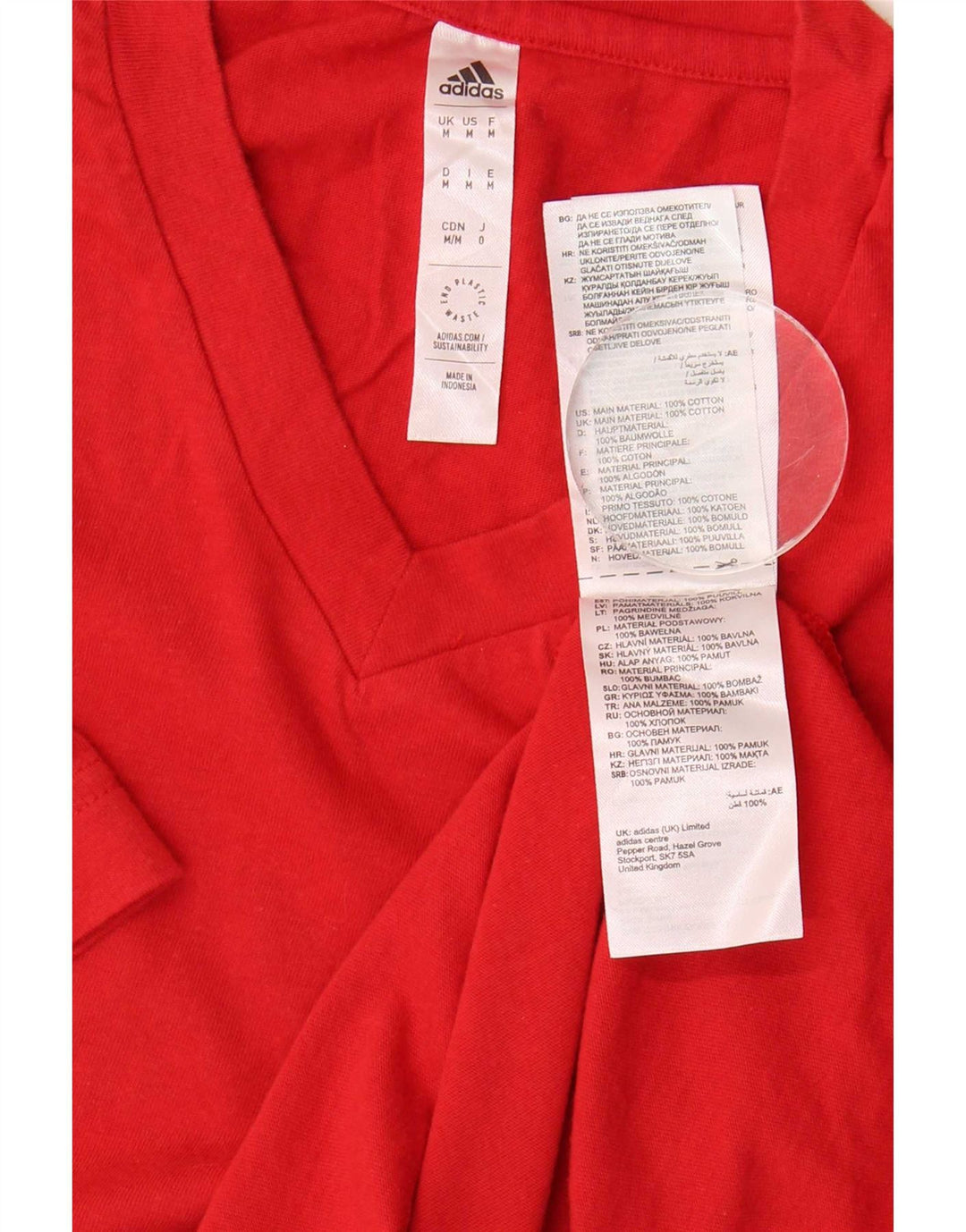 Adidas Mens T-Shirt Top Medium Red Cotton