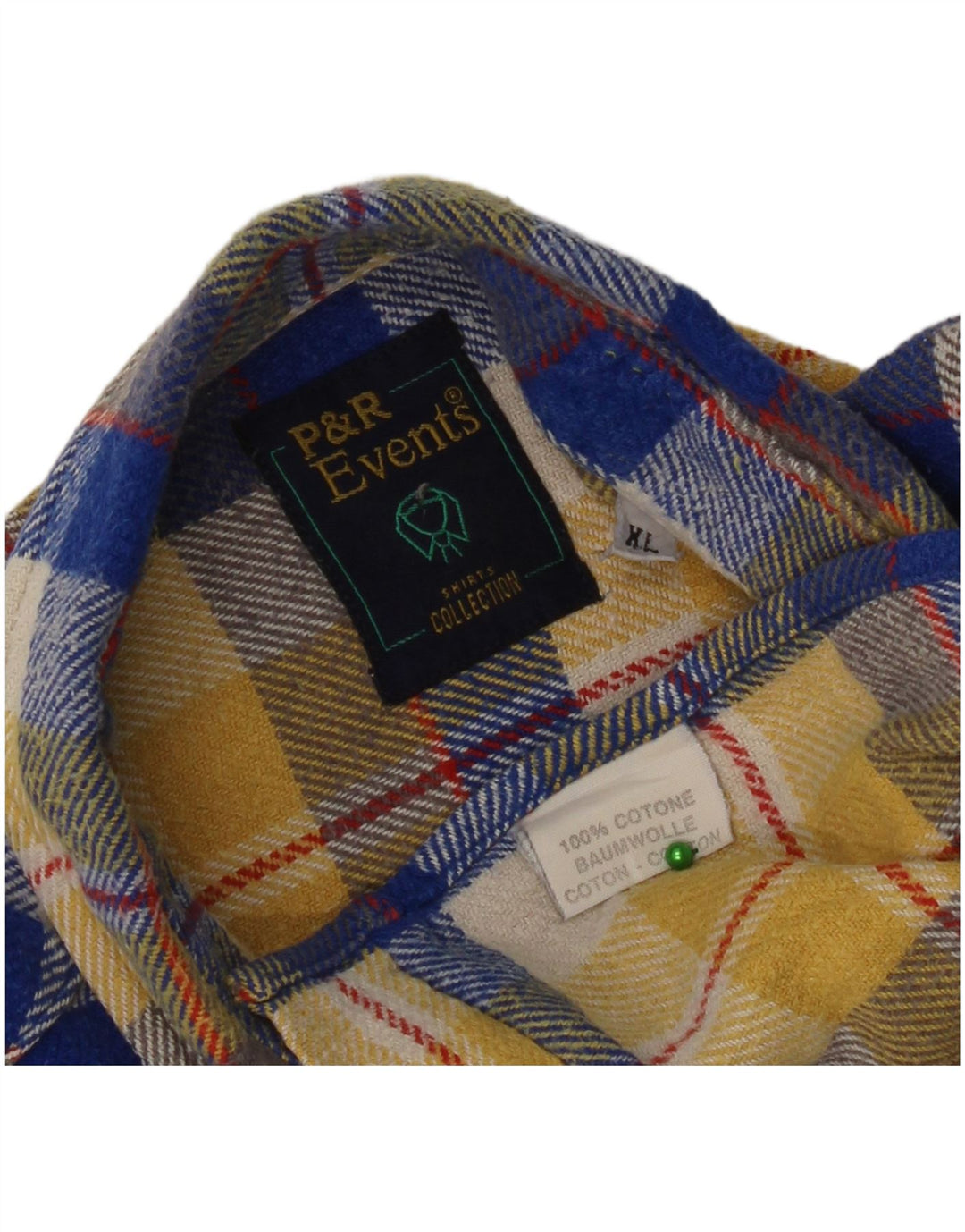Vintage Mens Flannel Shirt XL Yellow Check Cotton