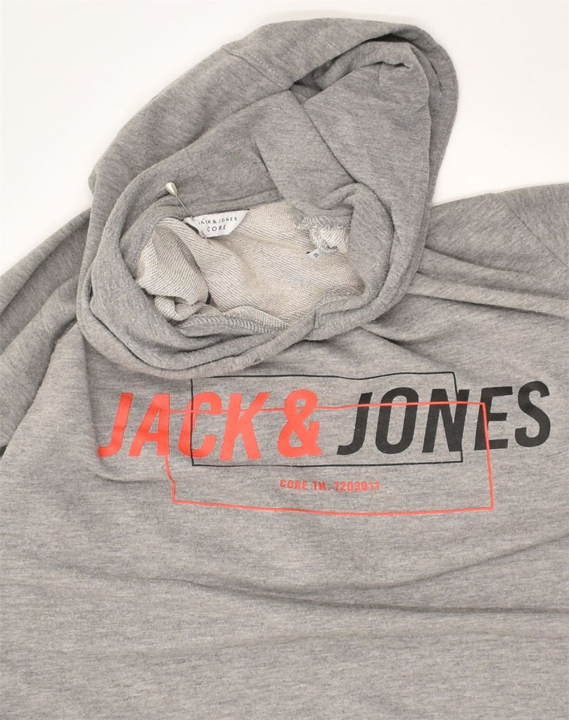 JACK & JONES Mens Slim Graphic Hoodie Jumper XL Grey Polyester | Vintage Jack & Jones | Thrift | Second-Hand Jack & Jones | Used Clothing | Messina Hembry 