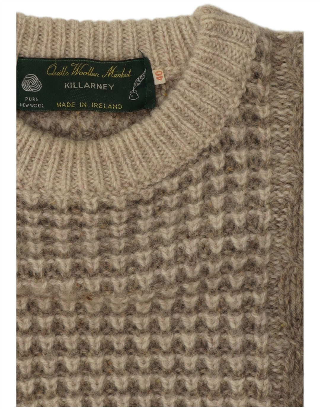 Killarney Mens Boat Neck Jumper Sweater UK 40 Medium Beige New Wool