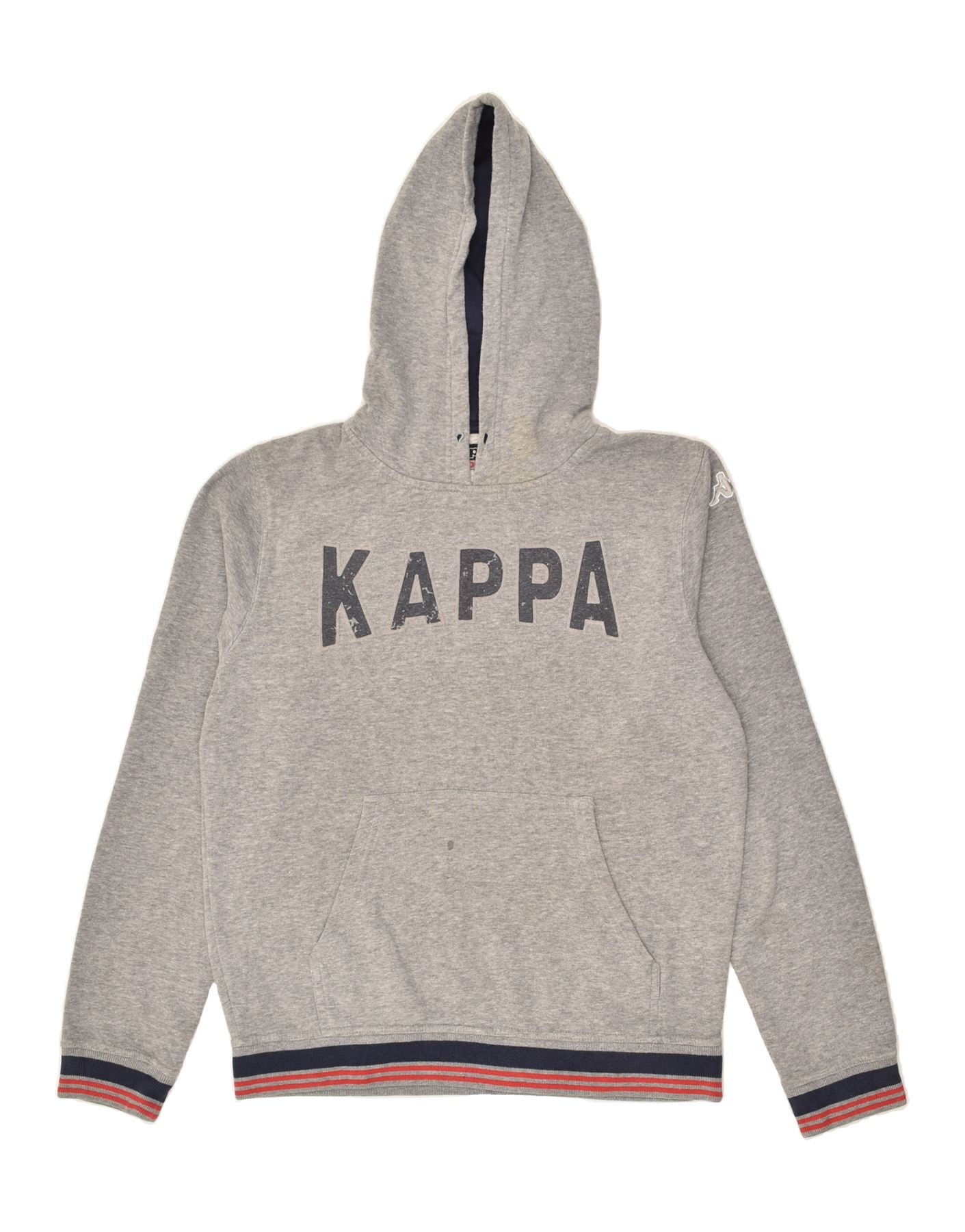 KAPPA Mens Graphic Hoodie Jumper Medium Grey Cotton Vintage Second Hand Clothing Online Messina Hembry