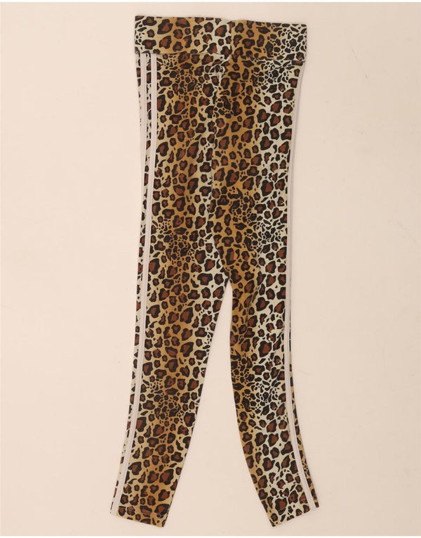 Adidas Womens Leggings UK 6 XS Brown Animal Print Cotton