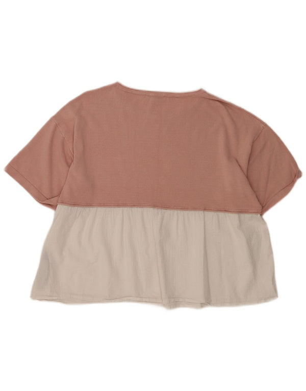 Zara Womens Oversized Blouse Top UK 14 Medium Pink Colourblock Viscose