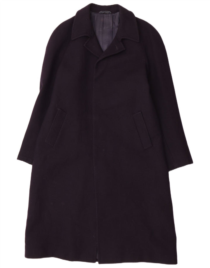 Vintage Mens Overcoat UK 38 Medium Navy Blue Wool
