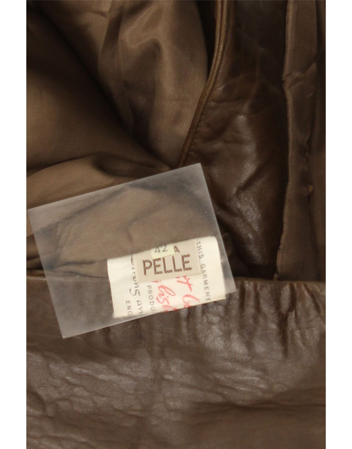 Vintage Womens Leather Coat IT 42 Medium Brown Leather