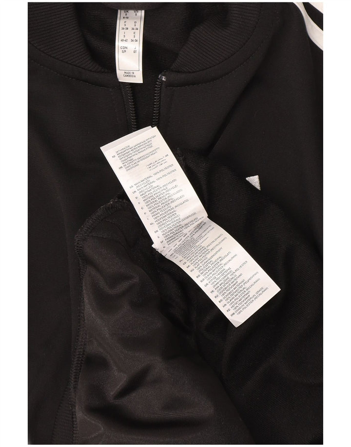 Adidas Womens Tracksuit Top Jacket UK 8/10 Small Black Polyester