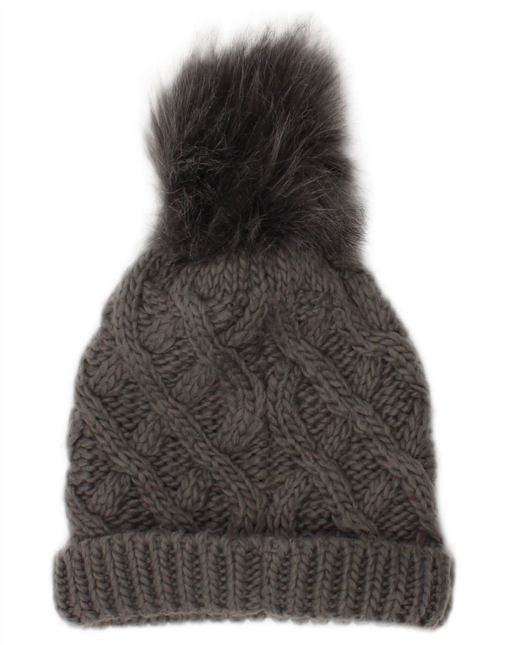 Trussardi Womens Knit Bobble Hat One Size Grey Acrylic Winter