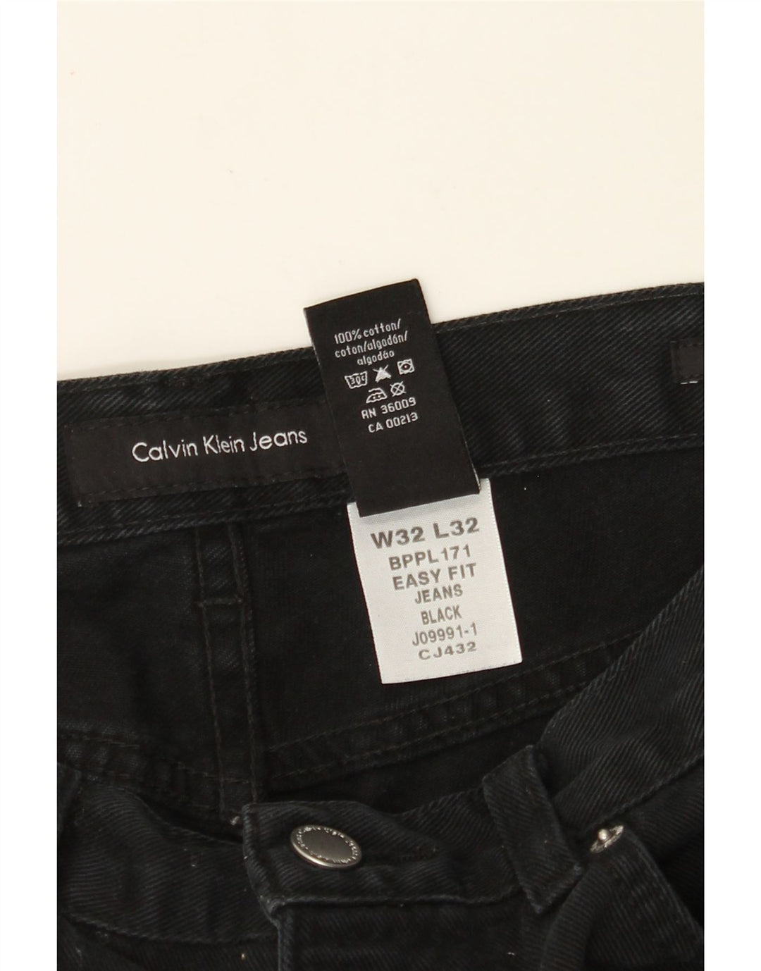CALVIN KLEIN Mens Easy Fit Straight Jeans W32 L32 Black Cotton