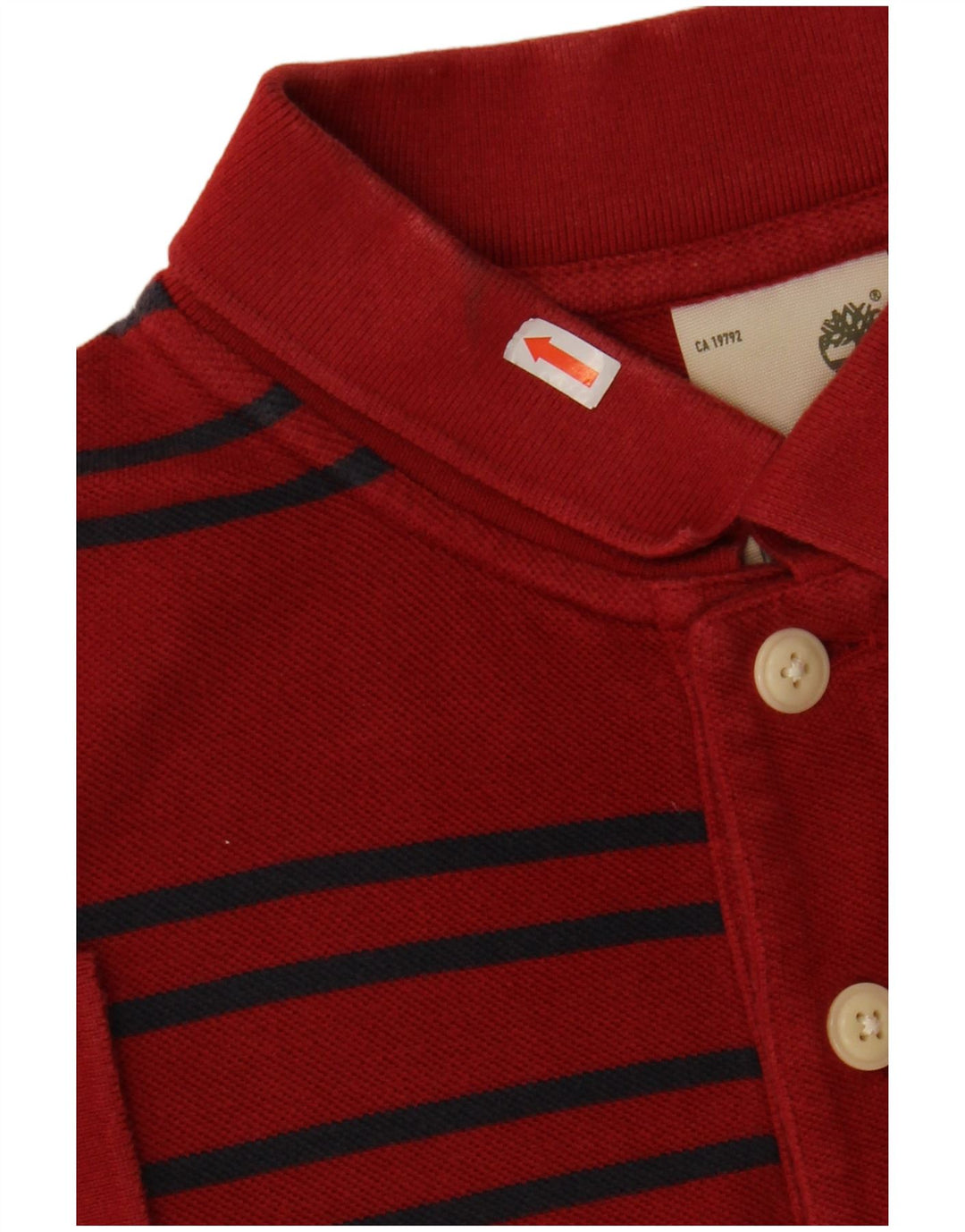 TIMBERLAND Mens Polo Shirt Large Red Striped Cotton