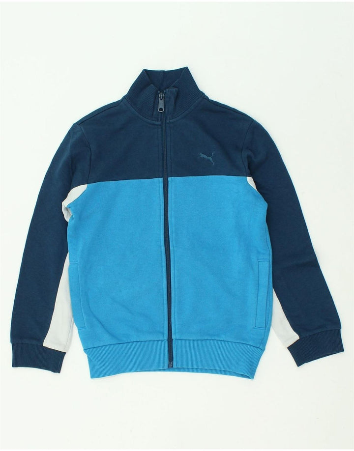 PUMA Boys Tracksuit Top Jacket 9-10 Years Medium Blue Colourblock Cotton | Vintage Puma | Thrift | Second-Hand Puma | Used Clothing | Messina Hembry 