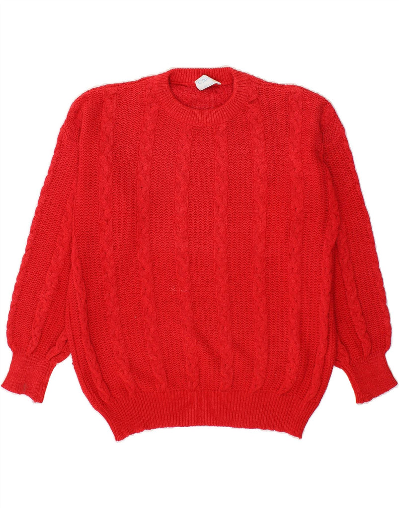 VINTAGE Womens Crew Neck Jumper Sweater UK 16 Large Red Cotton Vintage Vintage and Second-Hand Vintage from Messina Hembry 