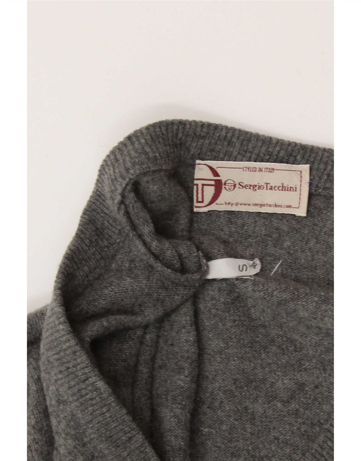Sergio Tacchini Mens V-Neck Jumper Sweater Small Grey