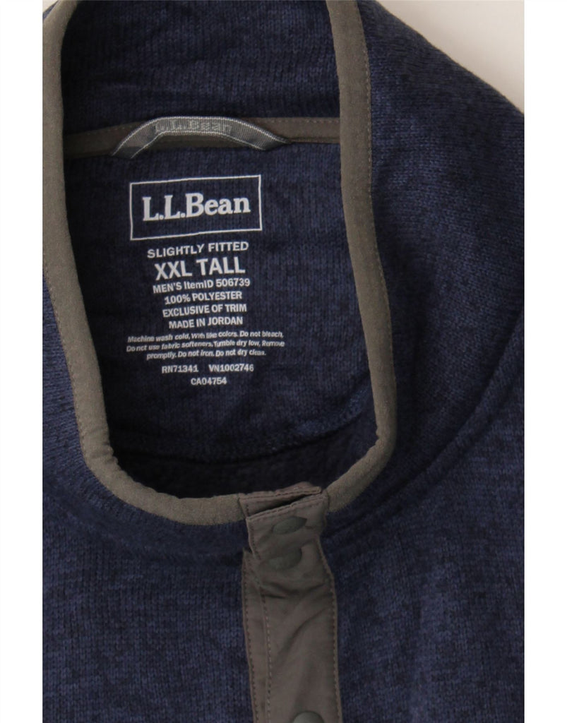 L.L.BEAN Mens Slightly Fitted Button Neck Sweatshirt Jumper 2XL Navy Blue Vintage L.L.Bean and Second-Hand L.L.Bean from Messina Hembry 