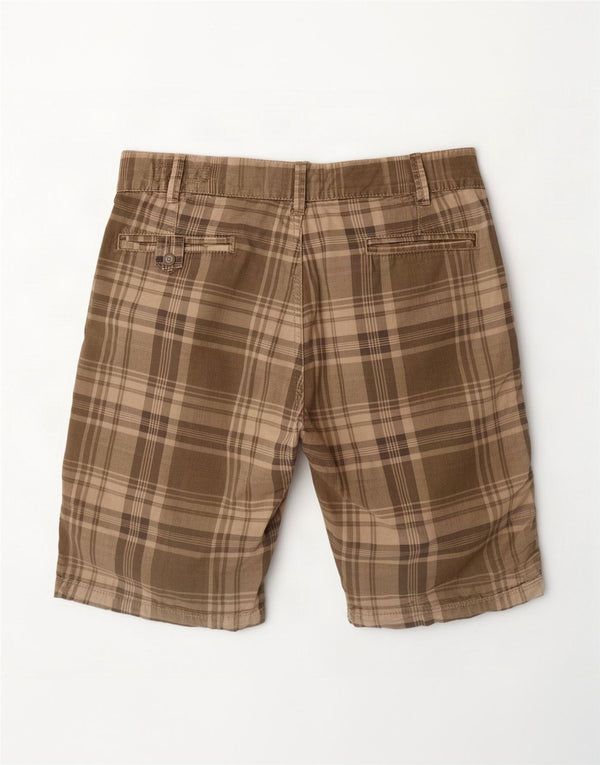 Jack & Jones Mens Casual Shorts Large W34 Khaki Check Cotton