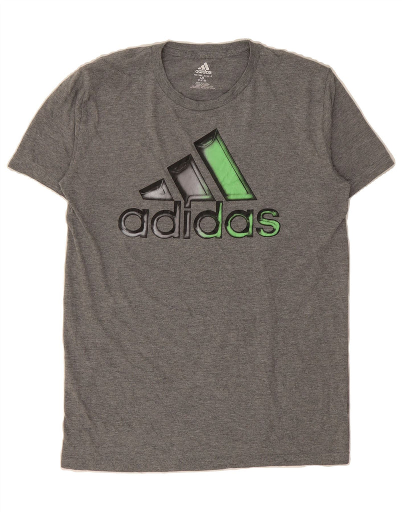 ADIDAS Boys Graphic T-Shirt Top 14-15 Years Large Grey Cotton Vintage Adidas and Second-Hand Adidas from Messina Hembry 