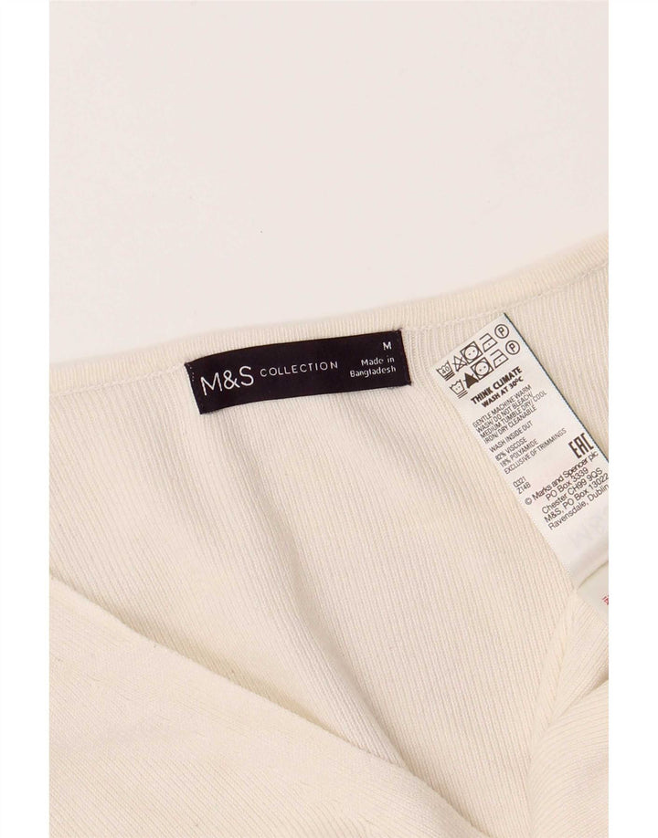 Marks & Spencer Womens Sleeveless Blouse Top UK 14 Medium Off White Viscose
