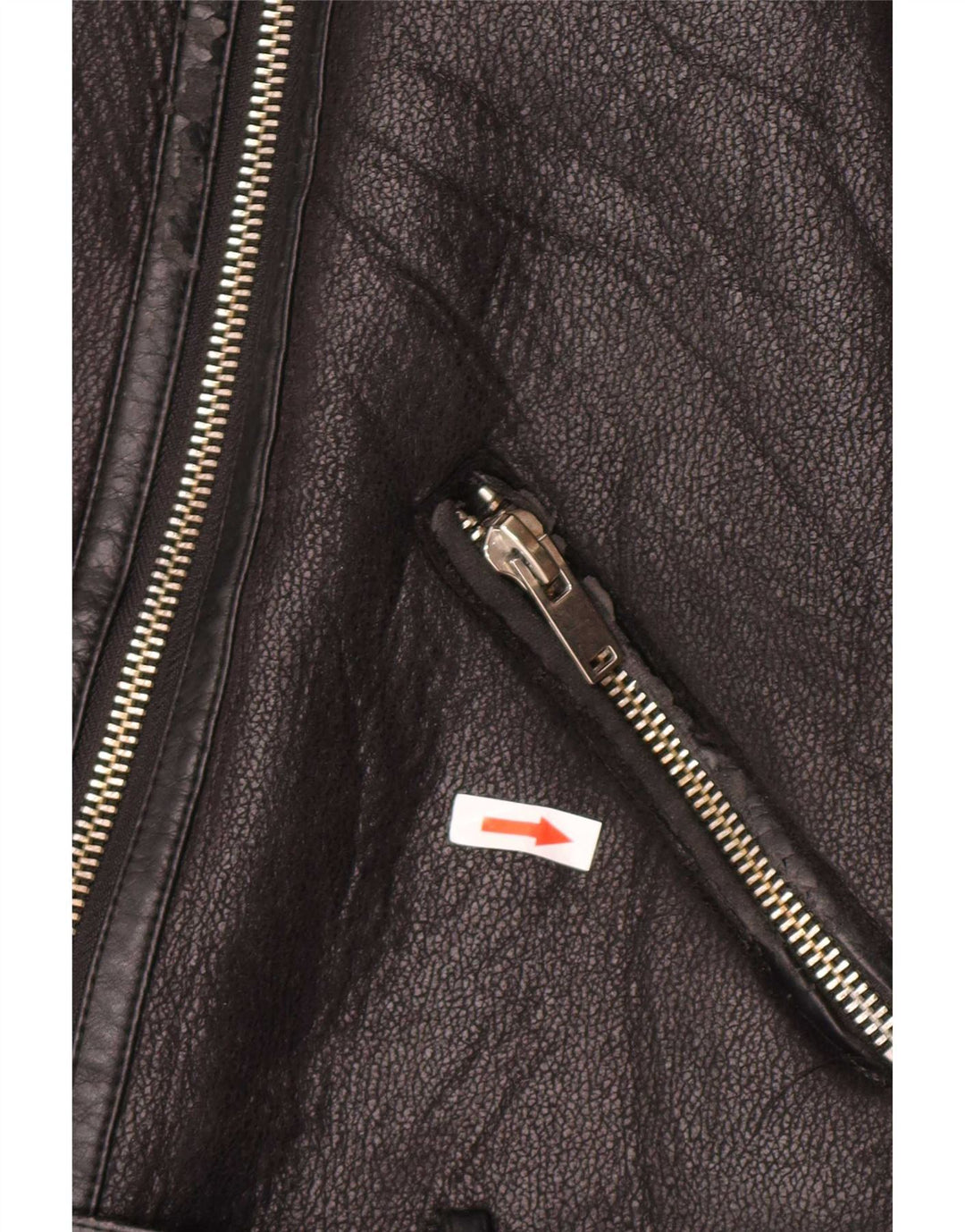 Zara Womens Faux Leather Sherpa Jacket UK 14 Medium Black Polyurethane
