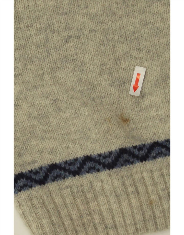 Bramante Mens Crew Neck Jumper Sweater IT 50 Medium Grey Fair Isle New Wool