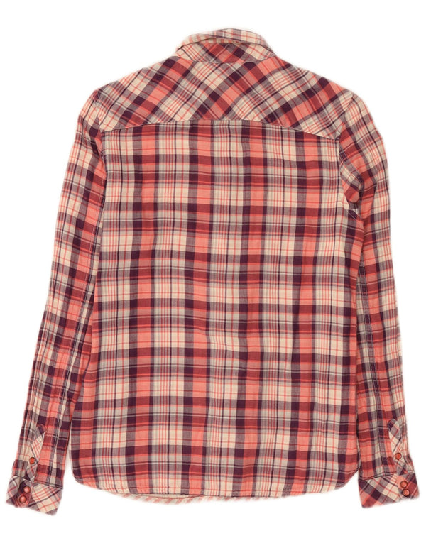 Timberland Womens Regular Fit Shirt UK 10 Small Red Check Cotton