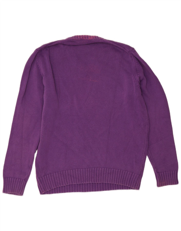 Zara Mens V-Neck Jumper Sweater Large Purple