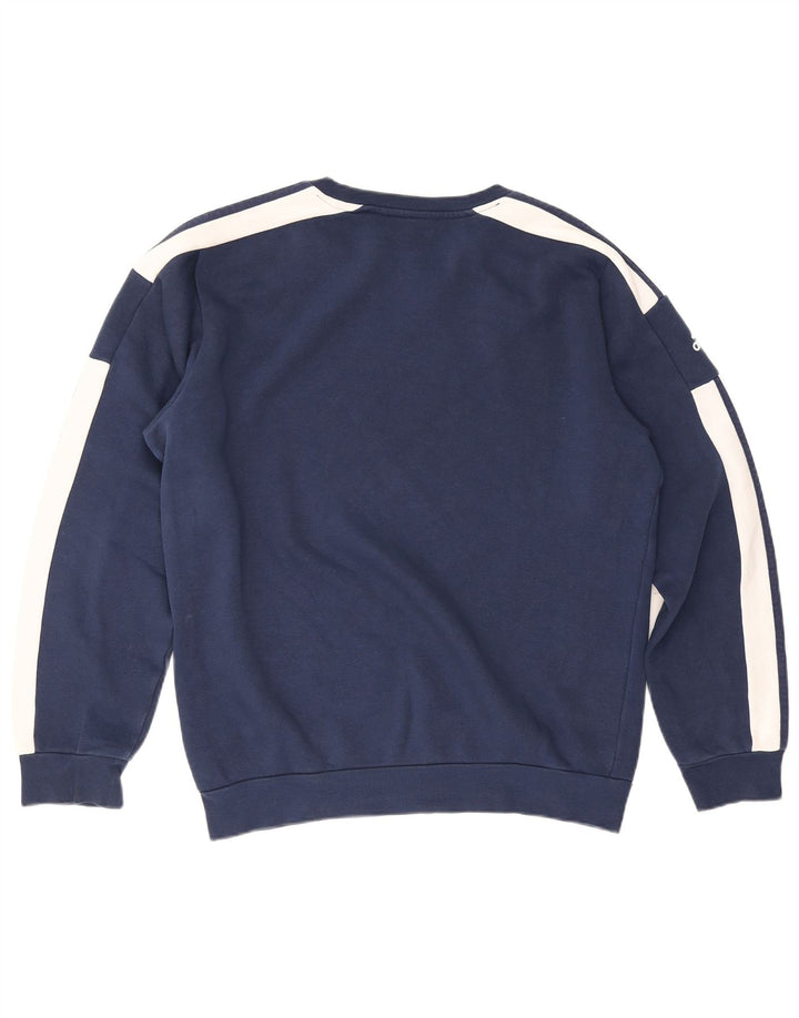 Adidas Mens Graphic Sweatshirt Jumper Medium Navy Blue Colourblock Cotton