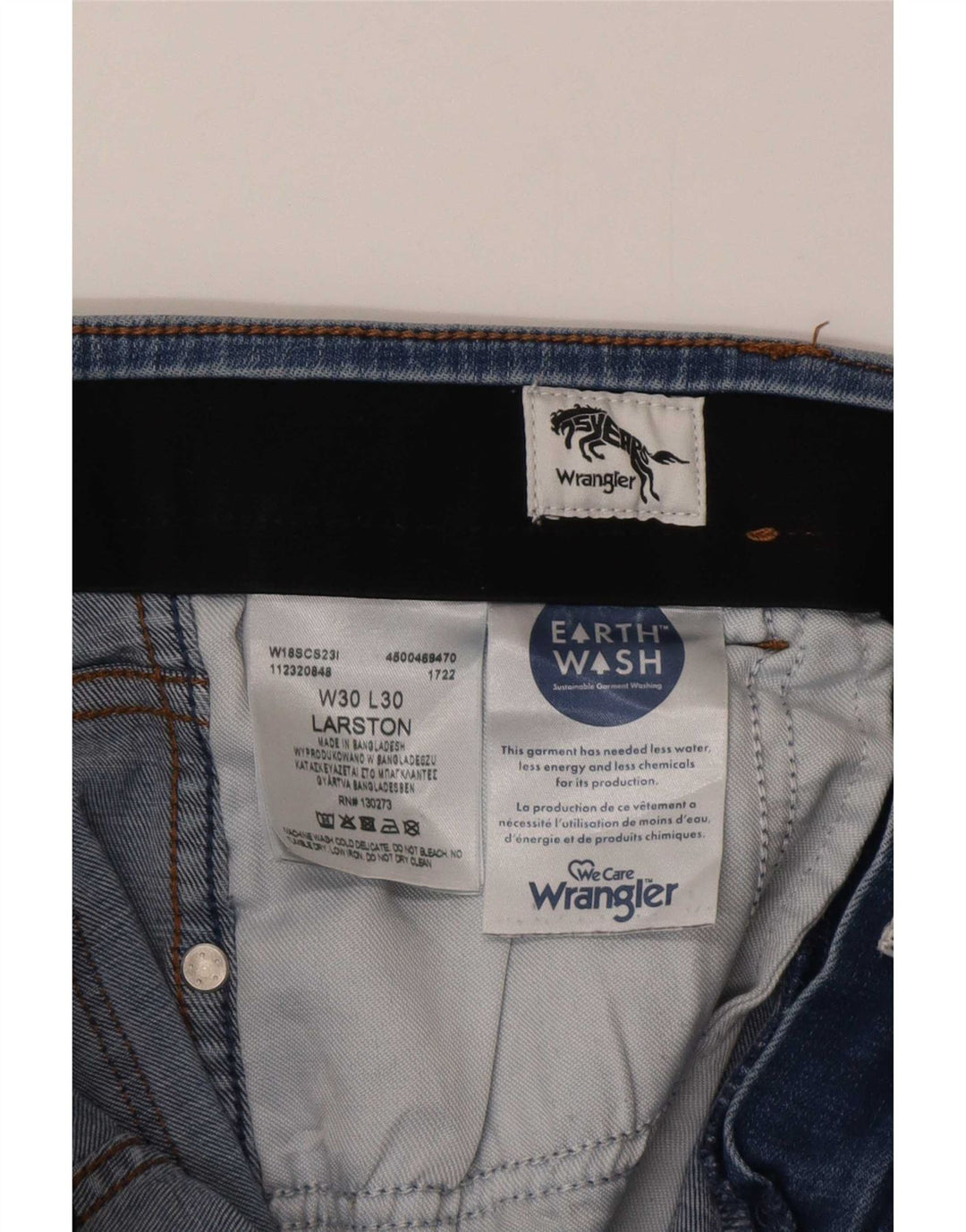 Wrangler Mens Larston Slim Jeans W30 L30 Blue Cotton