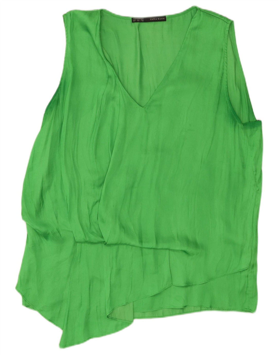 Zara Womens Sleeveless Blouse Top UK 18 XL Green Polyester